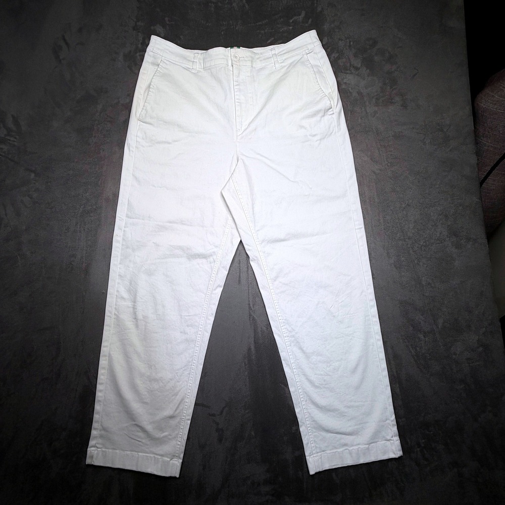 Boden Chino Pants Women 12R White Straight Leg High Rise Stretch Cotton Resort